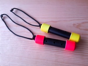DIY SCUBA noise makers made from PVC and stainless steel ball bearings